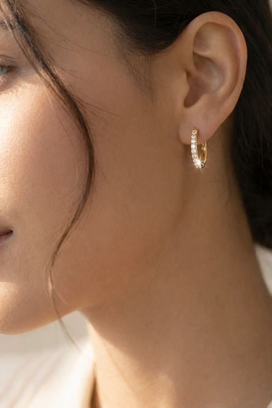 Eternity Huggie Hoop Earrings – Silver or 14K Gold Plated Premium Stainless Steel