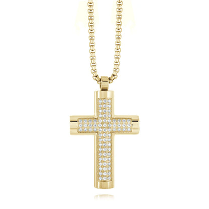 Gold cross necklace with diamonds, Stainless steel cross necklace, stainless steel pendant, stainless steel cross chain