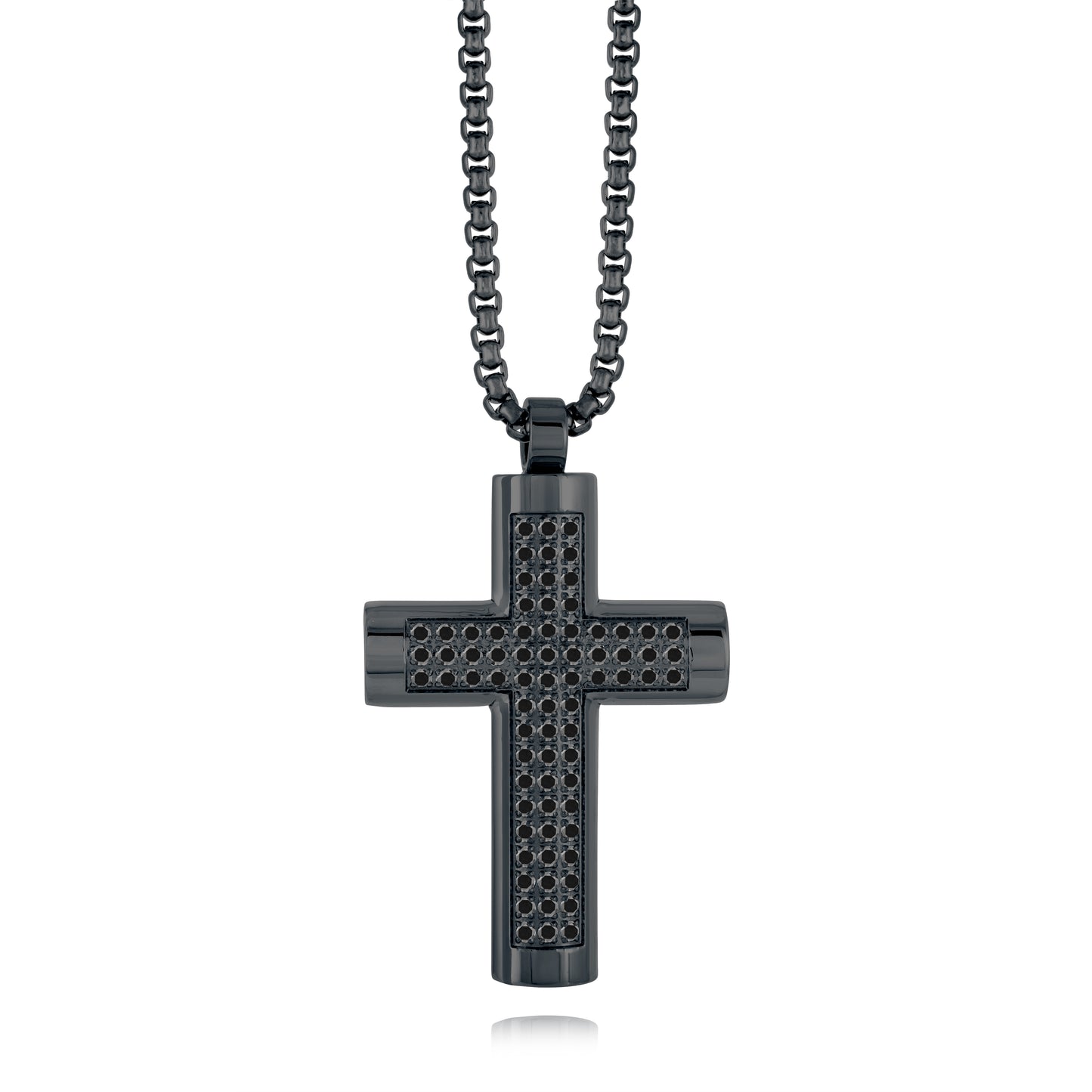 Black cross pendant necklace, Stainless steel cross necklace, stainless steel pendant, stainless steel cross chain