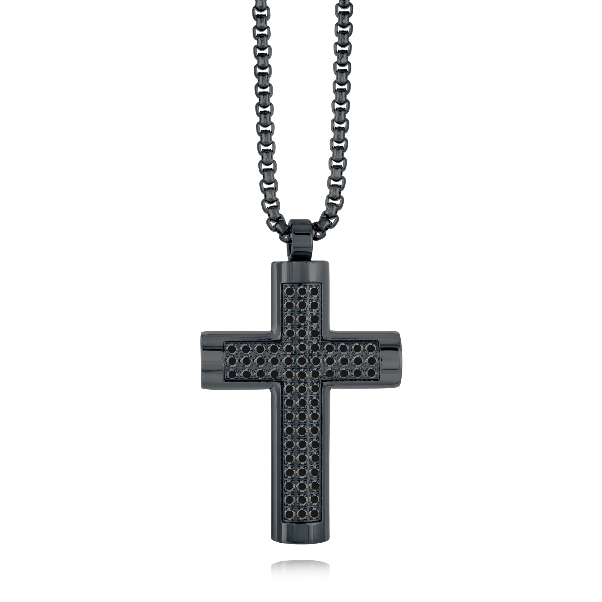 Black cross pendant necklace, Stainless steel cross necklace, stainless steel pendant, stainless steel cross chain