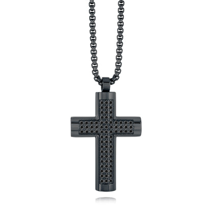 Black cross pendant necklace, Stainless steel cross necklace, stainless steel pendant, stainless steel cross chain