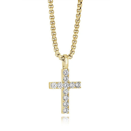 Classic Jesus Cross Necklace - CZ 3mm Premium Stainless Steel