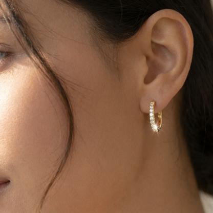 Boucles d'oreilles Créoles Éternité Hoop | Acier Inoxydable Plaqué Or 14k ou Argent