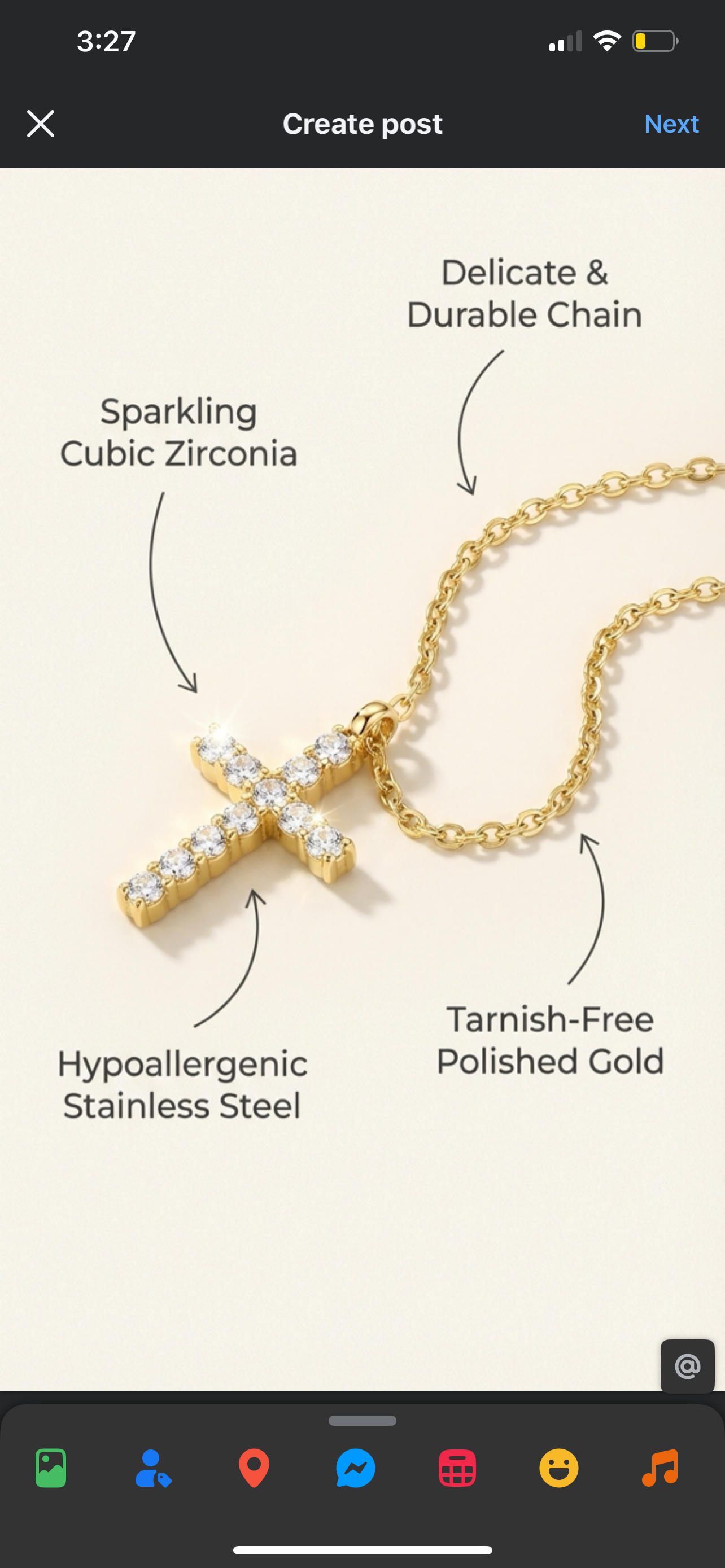 Classic Jesus Cross Necklace - CZ 3mm Premium Stainless Steel