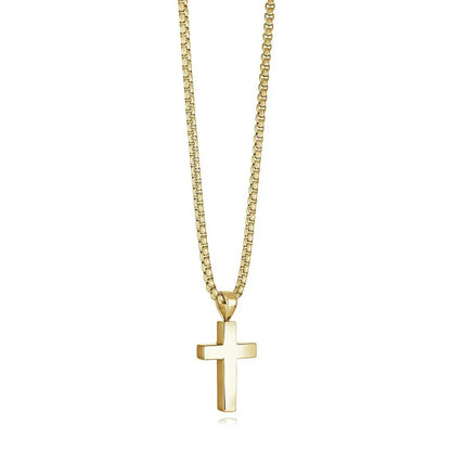 Classic Jesus cross necklace for women with polished 14K gold plated stainless steel chain, faith-inspired Christian jewelry Canada