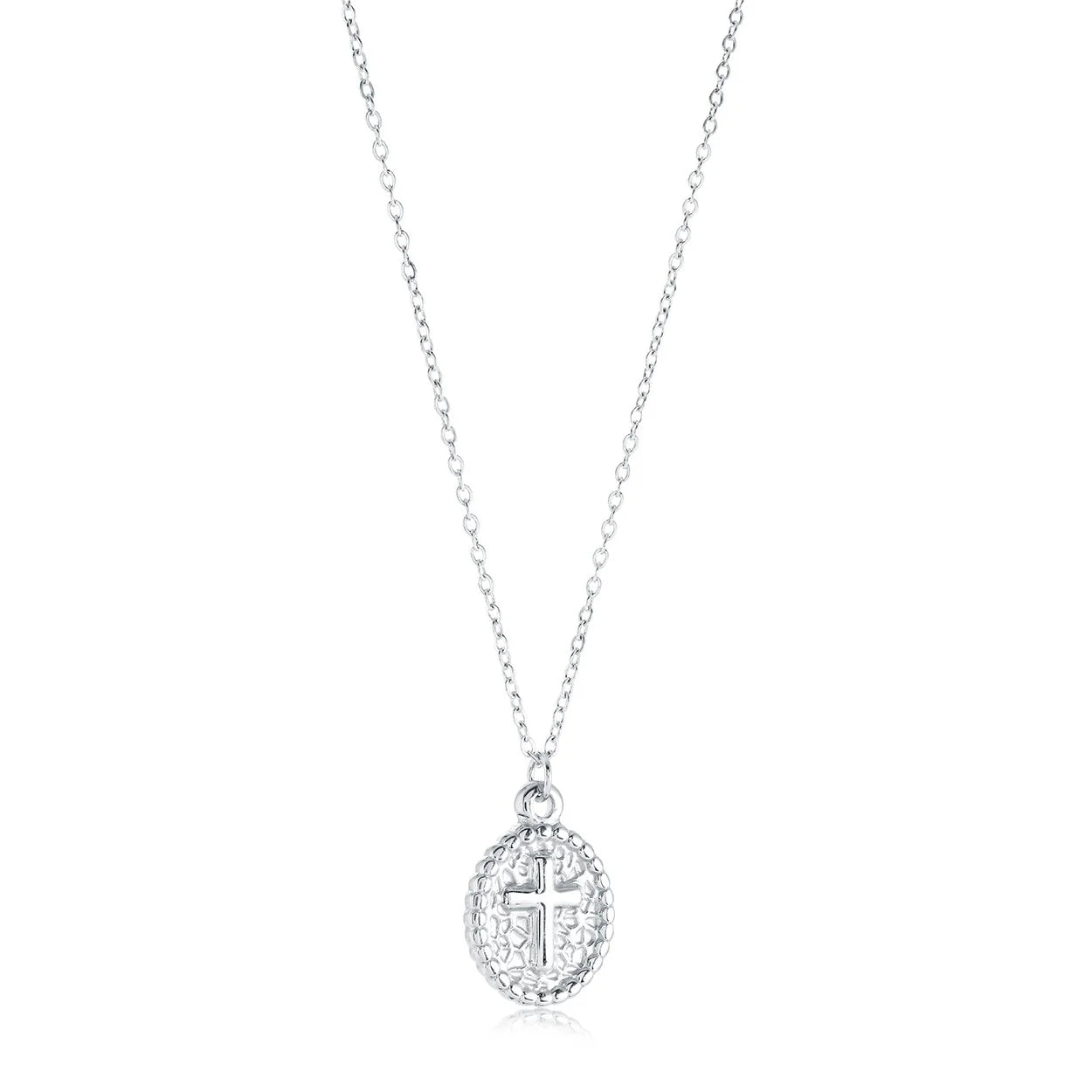 Jesus Cross Oval Pendant - Premium 316L Stainless Steel Chain
