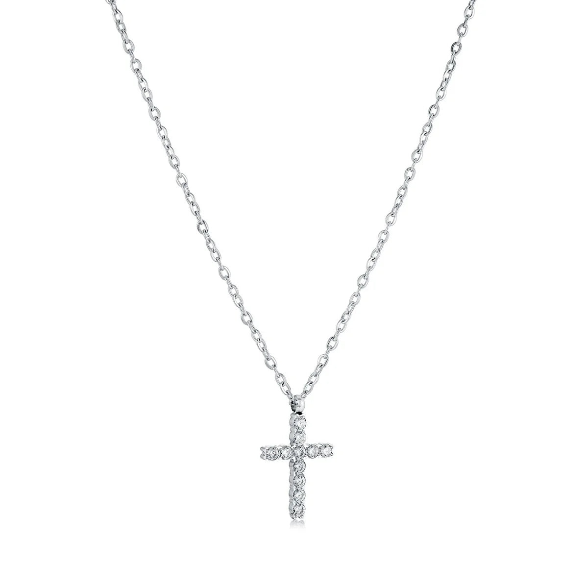 Classic Stainless Steel Cross Necklace with CZ - Premium 316L