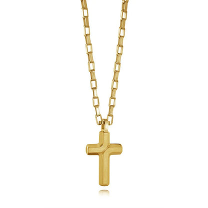 Women’s Stainless Steel Cross Necklace – 20" Chain, 14k Gold Brushed or Silver