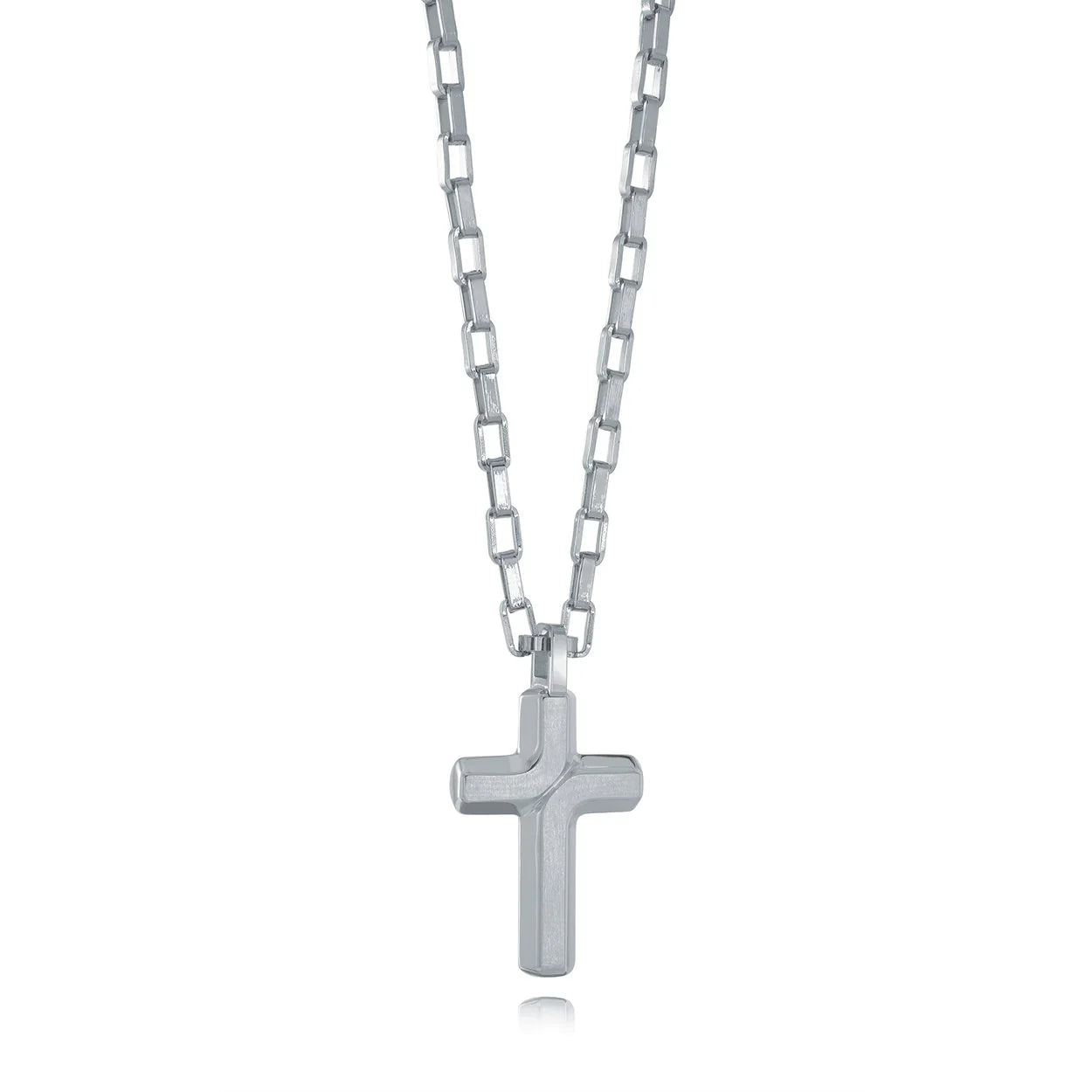 Women’s Stainless Steel Cross Necklace – 20" Chain, 14k Gold Brushed or Silver