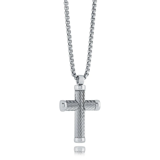 Collier croix pour homme Twist-Line - Chaîne en acier inoxydable de 56 cm