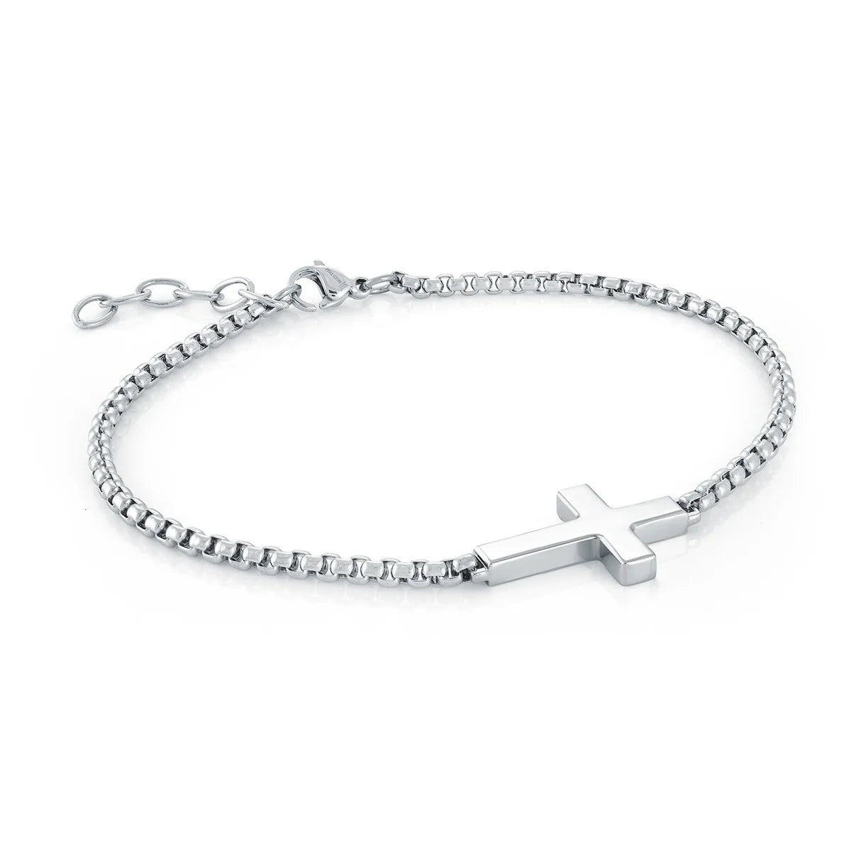 14K Gold or Silver Cross Bracelet – 7.5+1" Box Chain, Premium Stainless Steel, Christian Jewelry