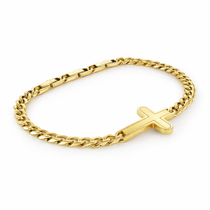 Bracciale a catena a maglie forzate incrociate | 7.5"+1" Acciaio inossidabile Oro, Argento e Brunito