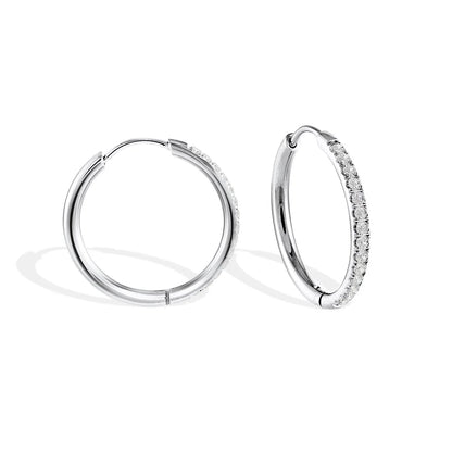 Boucles d'oreilles Créoles Éternité Hoop | Acier Inoxydable Plaqué Or 14k ou Argent