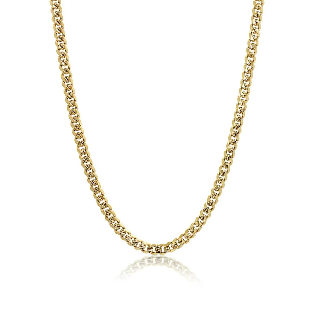 Curb Link Steel Chain Gold 14K 7.7mm
