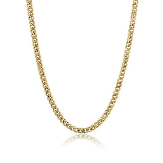 Curb Link Steel Chain Gold 14K 7.7mm