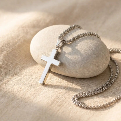 Classic Jesus Cross Necklace | 16” + 2” Stainless Steel Chain Gospel Selections