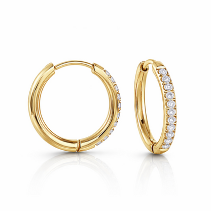 Boucles d'oreilles Créoles Éternité Hoop | Acier Inoxydable Plaqué Or 14k ou Argent