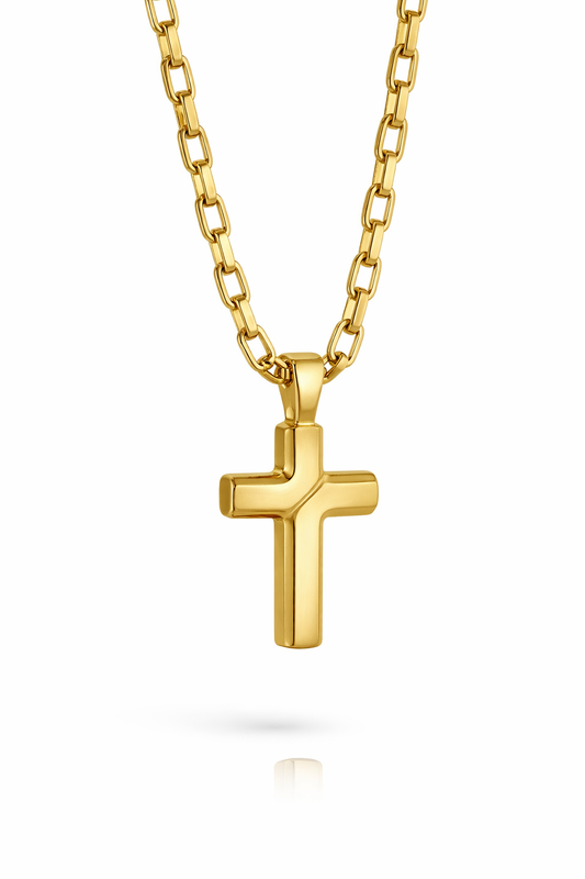 Moderna Cross Necklace – 20" Paperclip Chain, 14k Gold or Silver Gospel Selections