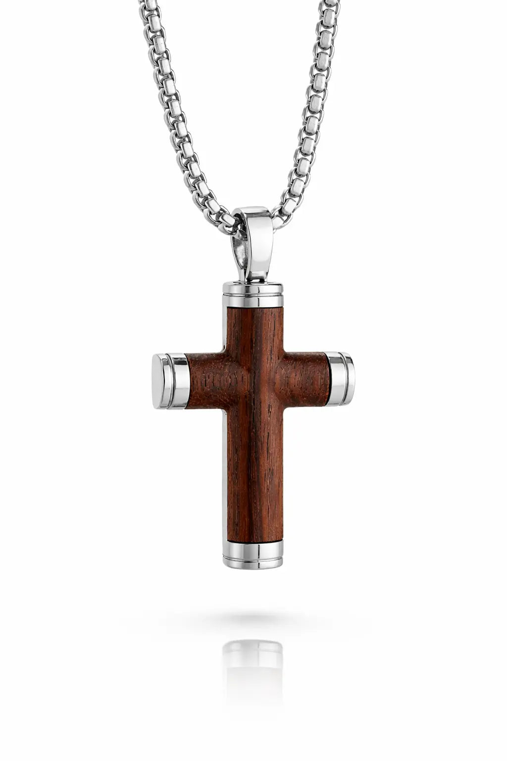 Wood Cross Necklace | 22” Premium Black or Silver Stainless Steel Gospel Selections