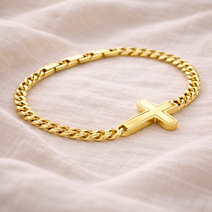 Bracciale a catena a maglie forzate incrociate | 7.5"+1" Acciaio inossidabile Oro, Argento e Brunito