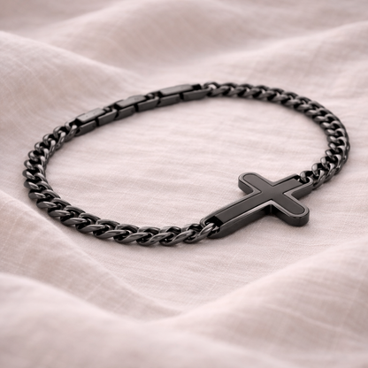 Bracciale a catena a maglie forzate incrociate | 7.5"+1" Acciaio inossidabile Oro, Argento e Brunito