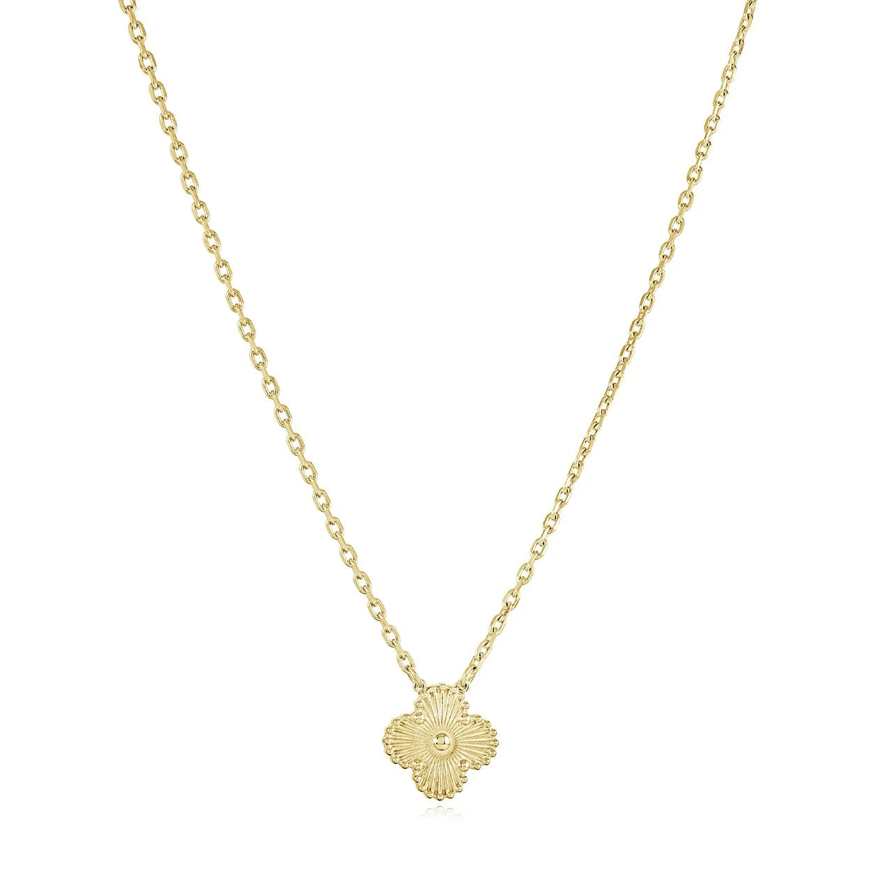 Gold lucky clover necklace for women in stainless steel, minimalist jewelry