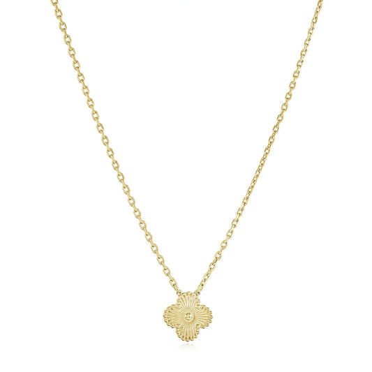 Gold lucky clover necklace for women in stainless steel, minimalist jewelry