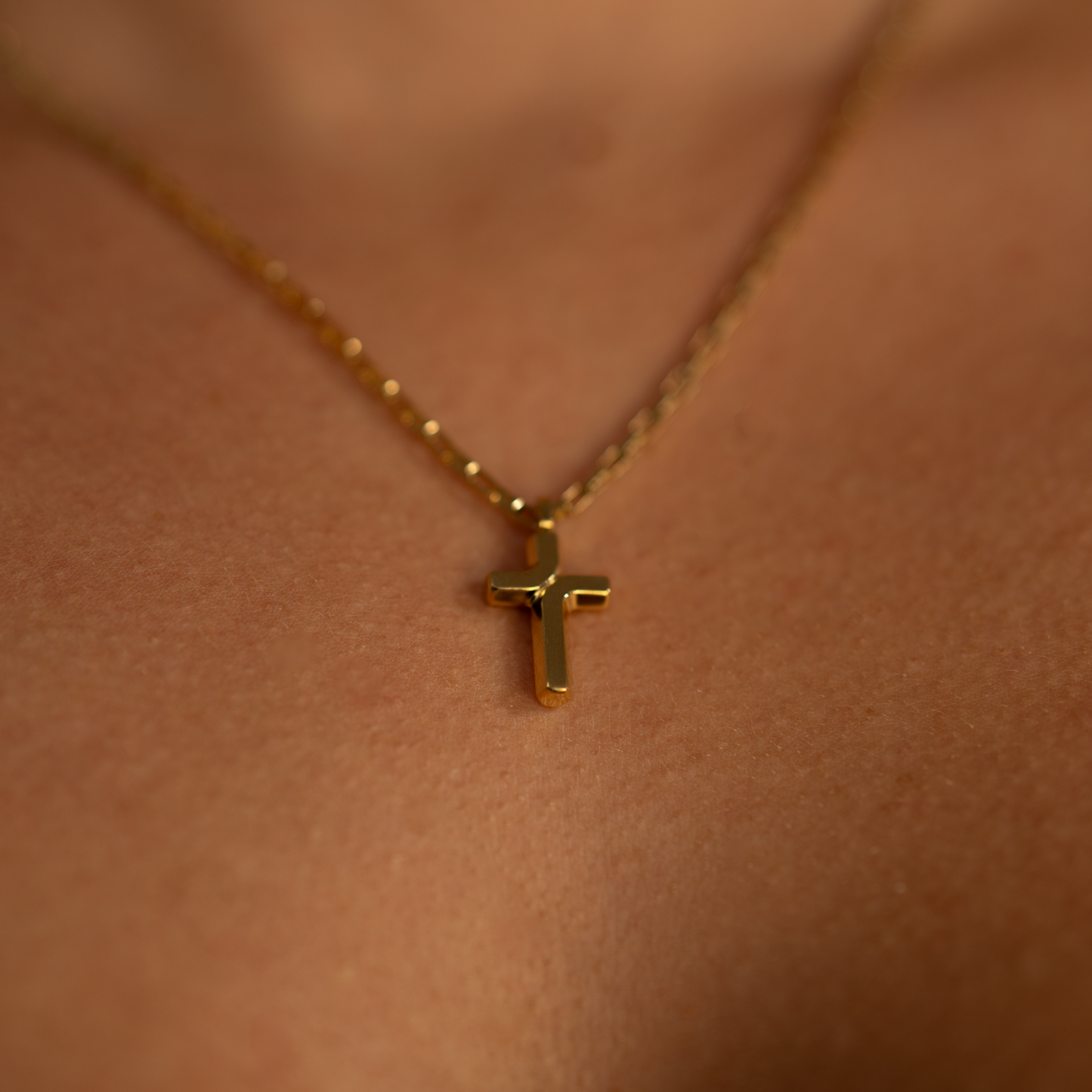 Women’s Stainless Steel Cross Necklace – 20" Chain, 14k Gold Brushed or Silver