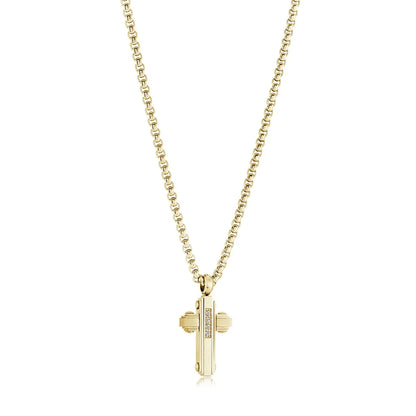 Women’s stainless steel cross necklace with 14K gold plated finish and 18-inch chain, Christian jewelry Canada