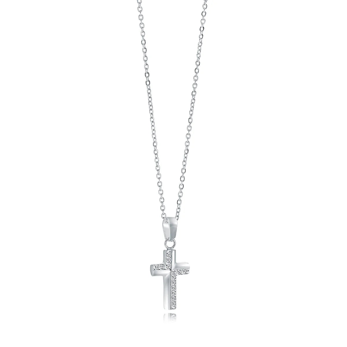 Women’s stainless steel cross necklace with 14K gold plated finish and  18-inch chain, Christian jewelry Canada